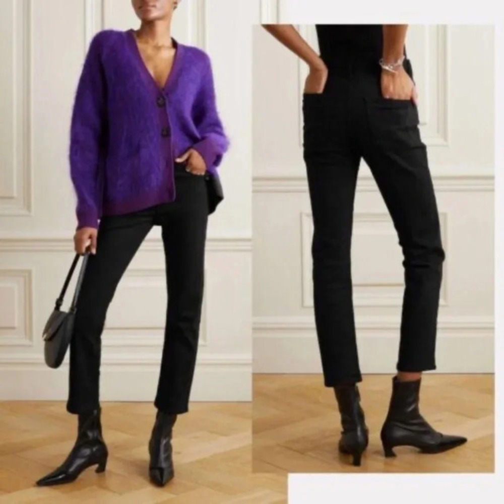 NEW MOTHER | The Tomcat Ankle Lasting Impression Black Straight Jeans 25 B644